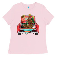 Bubblegum Pink Christmas truck Ladies Tee - BarkalooDesign
