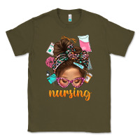 Army Green Messy Bun Nursing With Leopard Glasses Bbs Classic Tee - BundleAndBundleShop