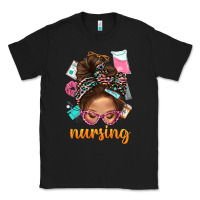 Black Messy Bun Nursing With Leopard Glasses Bbs Classic Tee - BundleAndBundleShop