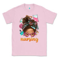 Bubblegum Pink Messy Bun Nursing With Leopard Glasses Bbs Classic Tee - BundleAndBundleShop