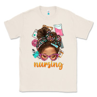 Natural Messy Bun Nursing With Leopard Glasses Bbs Classic Tee - BundleAndBundleShop