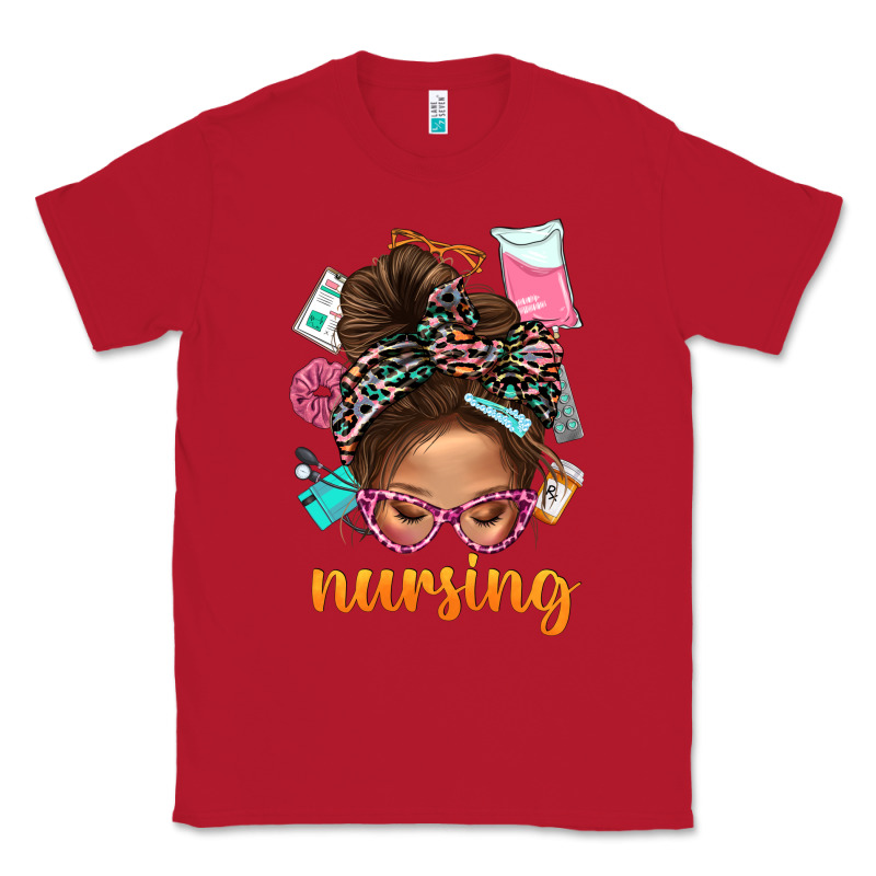 Messy Bun Nursing With Leopard Glasses Bbs Classic Tee by BundleAndBundleShop | Teevron