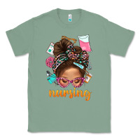 Sage Messy Bun Nursing With Leopard Glasses Bbs Classic Tee - BundleAndBundleShop