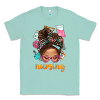 Seafoam Messy Bun Nursing With Leopard Glasses Bbs Classic Tee - BundleAndBundleShop