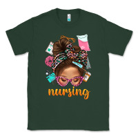Sports Green Messy Bun Nursing With Leopard Glasses Bbs Classic Tee - BundleAndBundleShop