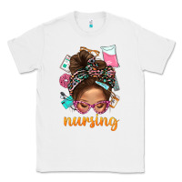 White Messy Bun Nursing With Leopard Glasses Bbs Classic Tee - BundleAndBundleShop