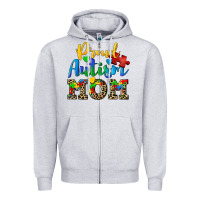 Heather Grey proud autism mom Zipper Hoodie - CowGirlArtShop