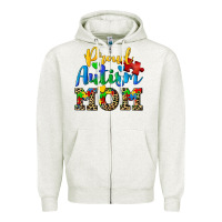 Oatmeal Heather proud autism mom Zipper Hoodie - CowGirlArtShop