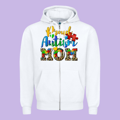 Proud Autism Mom Zipper Hoodie Designed By Cowgirlartshop