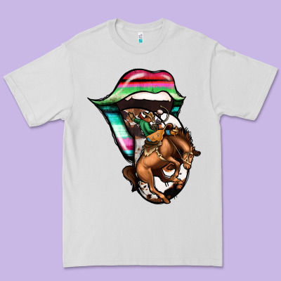 Serape Cowboy Tongue Premium Tee Designed By Jasminsmagicworld