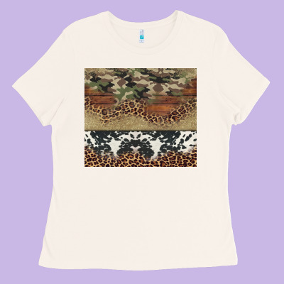 Cowhide Leopard Camouflage Ladies Tee Designed By Jasminsmagicworld