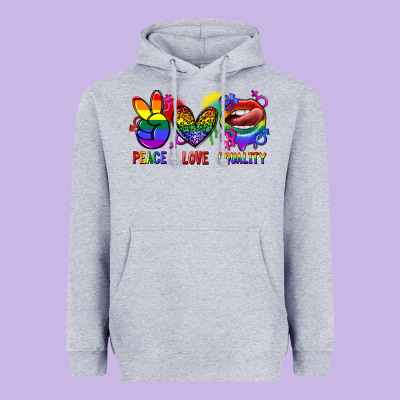 Peace Love Equality Heavyweight Hoodie Designed By Fadigitalartstudio