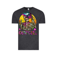 Vintage Black Cowgirl Skeleton With Landscape Vintage Tee - BundleAndBundleShop