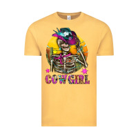 Vintage Mustard Cowgirl Skeleton With Landscape Vintage Tee - BundleAndBundleShop