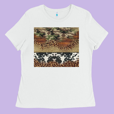 Cowhide Leopard Camouflage Ladies Tee Designed By Jasminsmagicworld