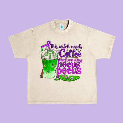 This Witch Needs Coffee Before Any Hocus Pocus Urban Heavy Tee Designed By Bundleandbundleshop