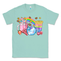 Seafoam Unicorn Coffee Cup With Star Bbs Classic Tee - BundleAndBundleShop