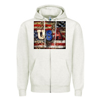 Oatmeal Heather usa Zipper Hoodie - CowGirlArtShop