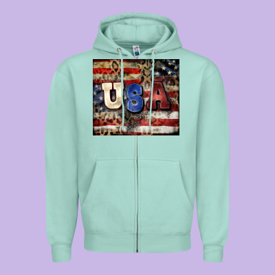Usa Zipper Hoodie Designed By Cowgirlartshop