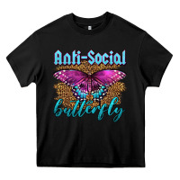 Black Western Anti-Social Butterfly Heavy Core Tee - LillyAllenDesigns