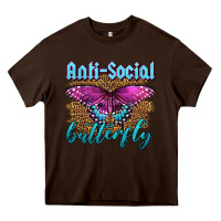 Chocolate Brown Western Anti-Social Butterfly Heavy Core Tee - LillyAllenDesigns