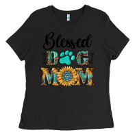Black Blessed dog mom Ladies Tee - RanaPortraitStore