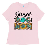 Bubblegum Pink Blessed dog mom Ladies Tee - RanaPortraitStore