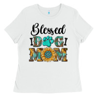 White Blessed dog mom Ladies Tee - RanaPortraitStore