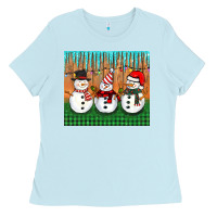 Baby Blue christmas snovman Ladies Tee - BarkalooDesign