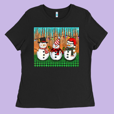 Christmas Snovman Ladies Tee Designed By Barkaloodesign