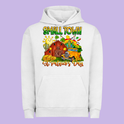 Small Town St Patricks Day Urban Hoodie Designed By Cowhidedigitalart