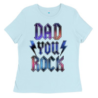 Baby Blue Dad You Rock Ladies Tee - LillyAllenDesigns