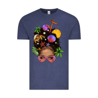 Vintage Denim Beach Hair Afro Messy Bun Bbs Vintage Tee - BundleAndBundleShop