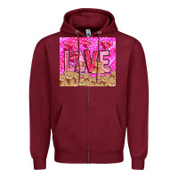 Burgundy Love gnome with bear tumbler Valentine's Day Zipper Hoodie - HowdyJamesFarm