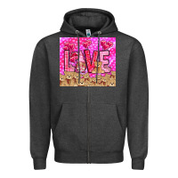Charcoal Heather Love gnome with bear tumbler Valentine's Day Zipper Hoodie - HowdyJamesFarm