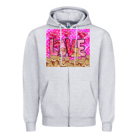 Heather Grey Love gnome with bear tumbler Valentine's Day Zipper Hoodie - HowdyJamesFarm