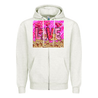 Oatmeal Heather Love gnome with bear tumbler Valentine's Day Zipper Hoodie - HowdyJamesFarm