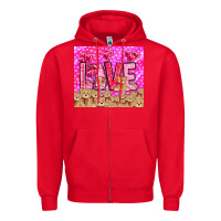 Red Love gnome with bear tumbler Valentine's Day Zipper Hoodie - HowdyJamesFarm