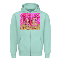 Seafoam Love gnome with bear tumbler Valentine's Day Zipper Hoodie - HowdyJamesFarm