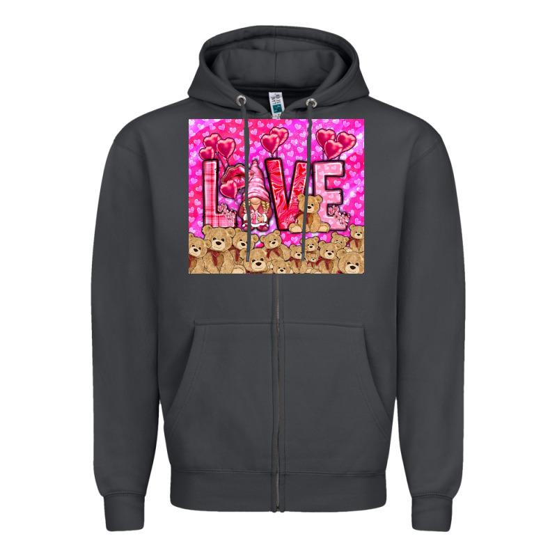 Love Gnome With Bear Tumbler Valentine's Day Zipper Hoodie by HowdyJamesFarm | Teevron