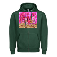Sports Green Love gnome with bear tumbler Valentine's Day Zipper Hoodie - HowdyJamesFarm