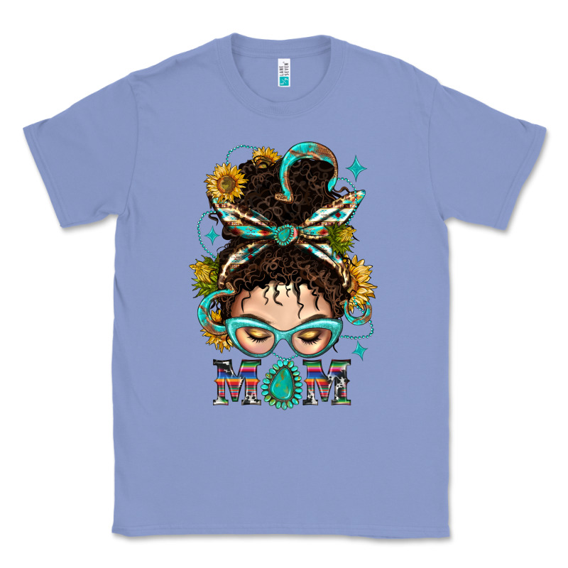 Western Messy Bun Mom With Sunflower Classic Tee by BundleAndBundleShop | Teevron