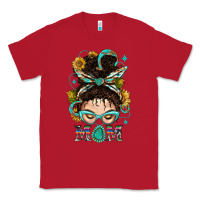 Red Western Messy Bun Mom With Sunflower Classic Tee - BundleAndBundleShop