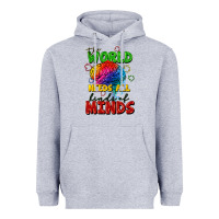 Heather Grey The world needs all kinds of minds Heavyweight Hoodie - FaDigitalArtStudio