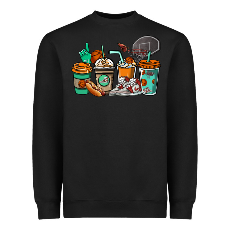Basketball Coffee Cups Heavyweight Sweatshirt by NancyCooperArtShop | Teevron