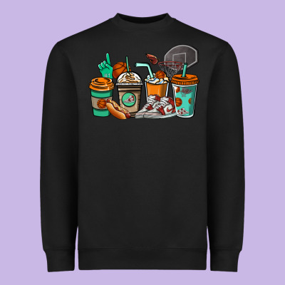 Basketball Coffee Cups Heavyweight Sweatshirt Designed By Nancycooperartshop