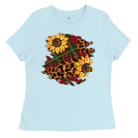 Baby Blue Christmas leopard sunflower Ladies Tee - BarkalooDesign