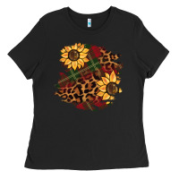 Black Christmas leopard sunflower Ladies Tee - BarkalooDesign