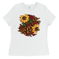 White Christmas leopard sunflower Ladies Tee - BarkalooDesign