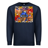 Navy Fourth Of July Truck Premium Sweatshirt - FaDigitalArtStudio